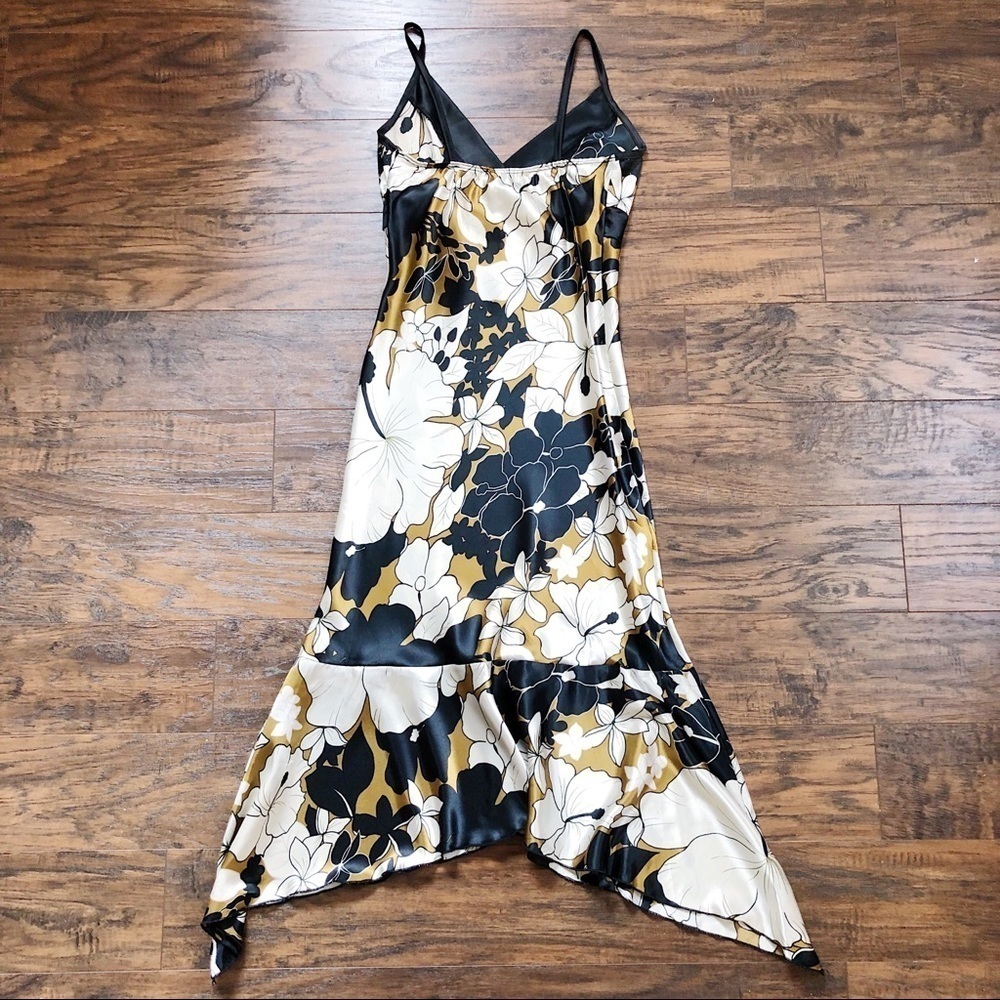 vintage • Y2K Forever 21 slip dress silky midi handkerchief hem bias floral - Picture 11 of 14